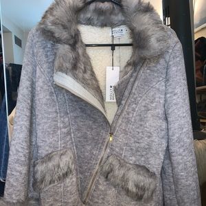 Gray Faux Fur fleece jacket!